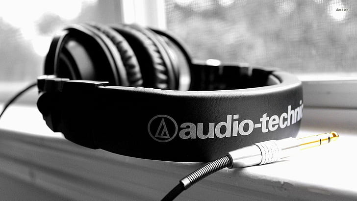 audio-technica, monochrome, headphones, HD wallpaper
