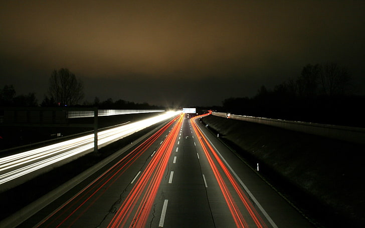 black and red pool table, long exposure, traffic, road, transportation