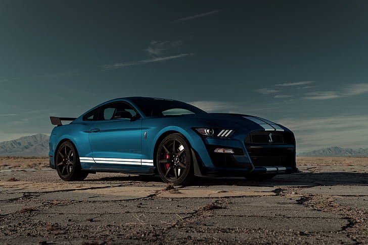 Ford, Ford Mustang Shelby GT500, Blue Car, Muscle Car, Vehicle, HD wallpaper