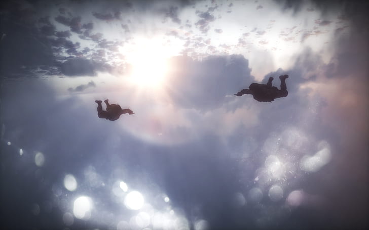 sky, jumping, skydiving, HD wallpaper