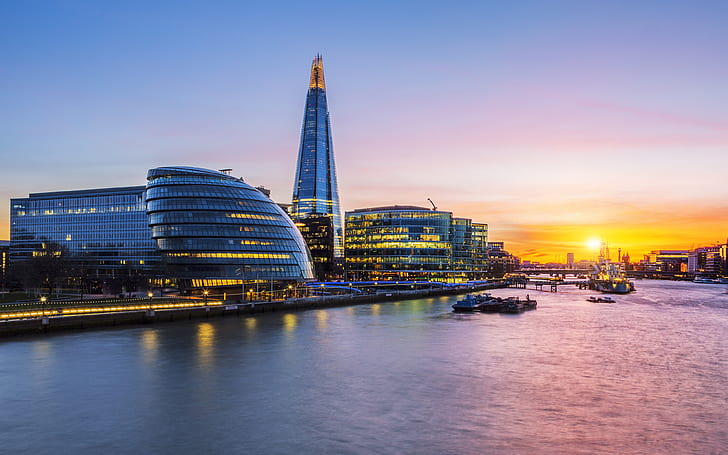 Sunset Panoramic View From The River Thames On New London City Hall Ultra Hd Wallpapers For Desktop Mobile Phones And Laptop 3840×2400