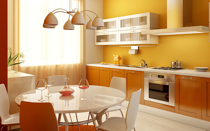 3D Color Kitchen, silver gas range, Characters, white tigers, HD wallpaper