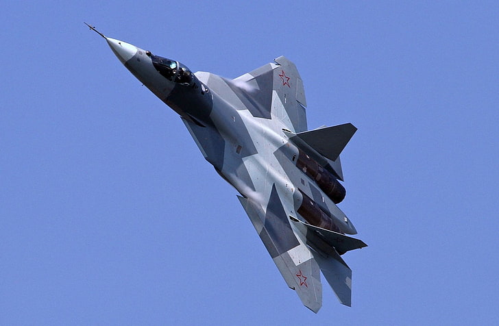 Sukhoi PAK FA, Russian Air Force, airplane, air vehicle, sky, HD wallpaper