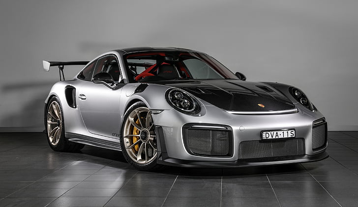 grey luxury car, Porsche 911 GT2 RS, 2018, 4K, HD wallpaper