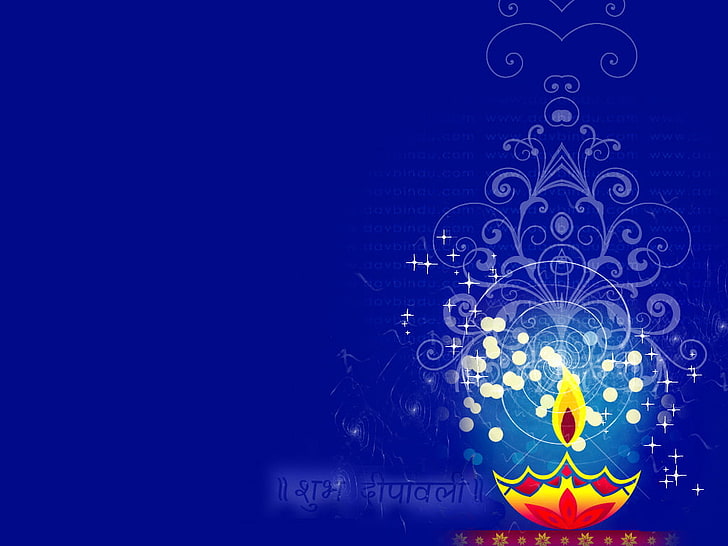 Celebrate Diwali, blue and yellow digital wallpaper, Festivals / Holidays, HD wallpaper