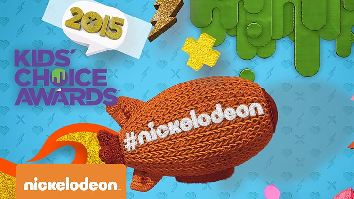 orange Nickelodeon knit zeppelin with text overlay, kids choice awards 2015