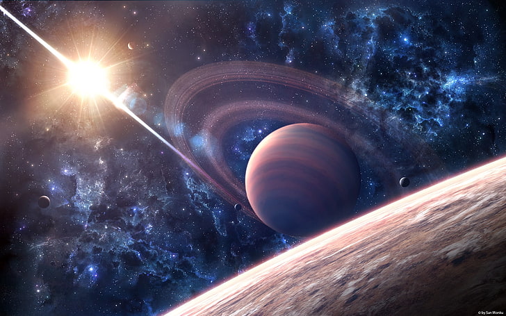 Saturn illustration, space, galaxy, planet, astronomy, star - Space, HD wallpaper
