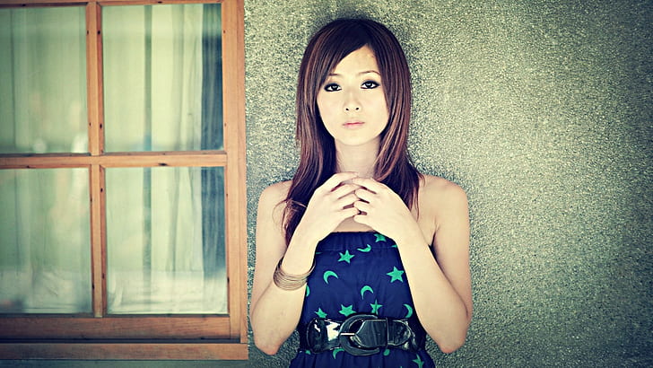women, brunette, Asian, window, Mikako Zhang Kaijie, Taiwanese, HD wallpaper