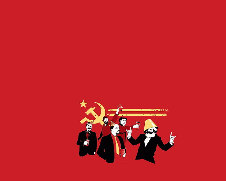Turkish flag illustration, USSR, minimalism, communism, red, hammer and sickle