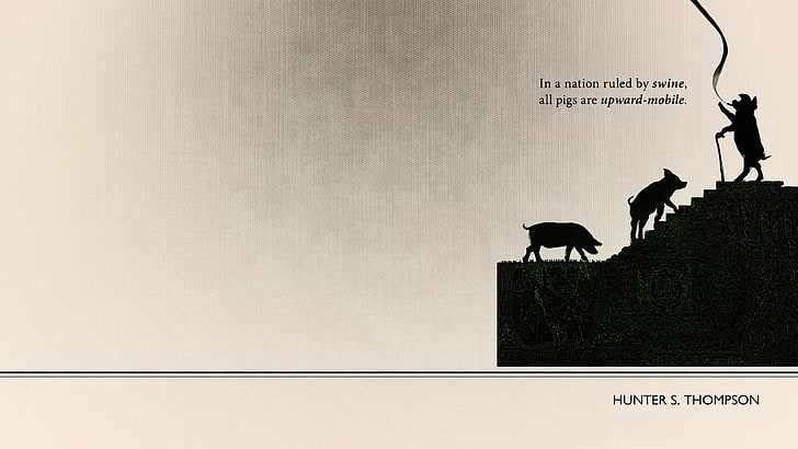 silhouette of pig, Hunter S. Thompson, Book quotes, smoking, text, HD wallpaper