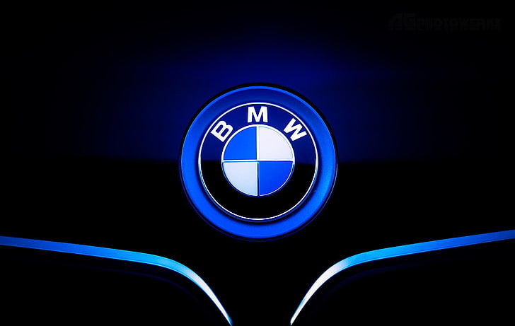 BMW emblem, icon, the hood, front, label, symbol, blue, red, black Color, HD wallpaper