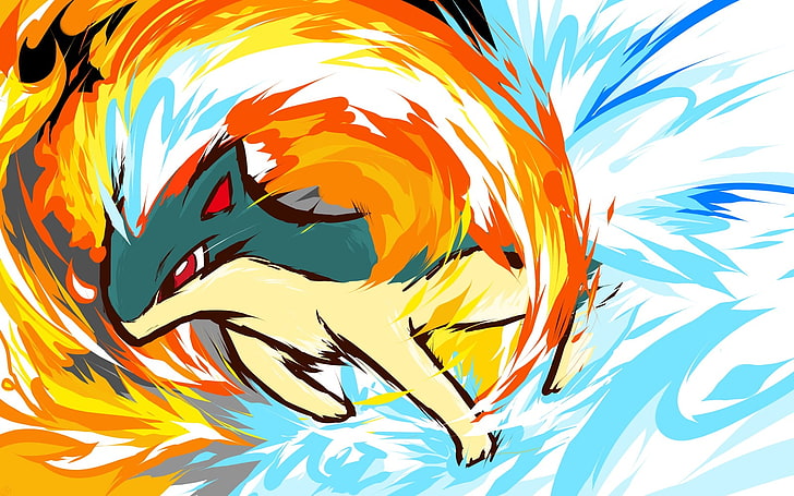 Quilava illustration, ishmam, Pokémon, multi colored, art and craft
