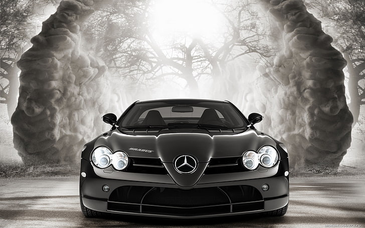 HD wallpaper: black Mercedes-Benz car, black and white, gelding, sports Car  | Wallpaper Flare
