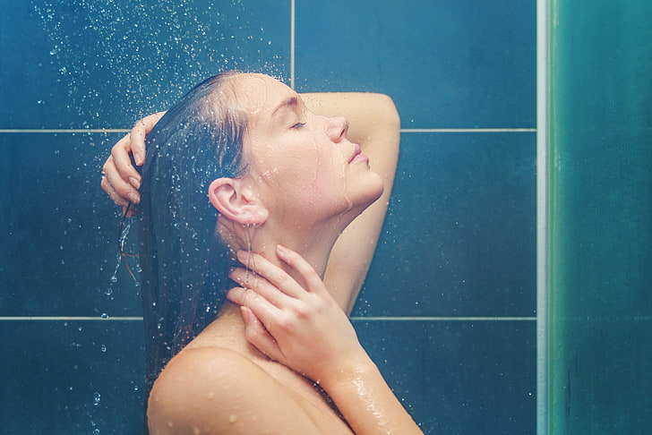 bath, model, shower, women, HD wallpaper
