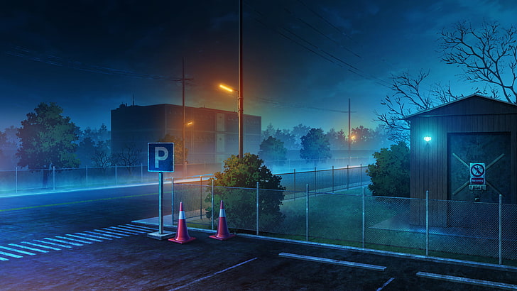 city street at night anime background wallpaper Stock Illustration  Adobe  Stock