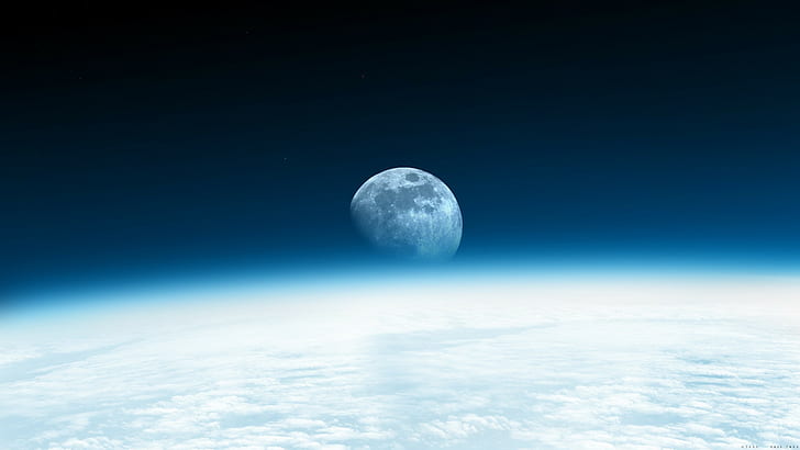 outer space moon rise 2560x1440  Space Moons HD Art