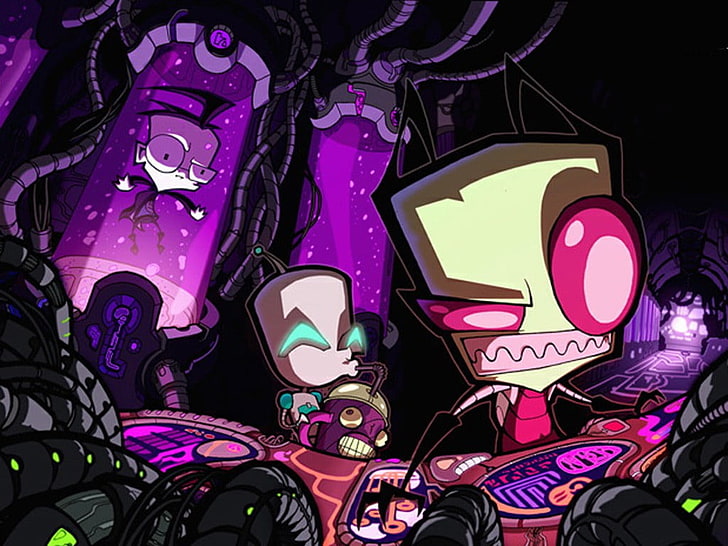 Invader Zim, multi colored, no people, night, technology, music, HD wallpaper