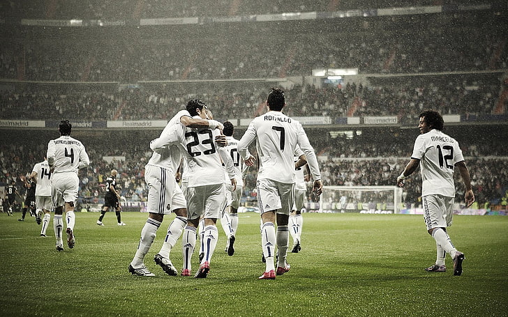 Real Madrid, Cristiano Ronaldo, soccer, sport, grass, team sport