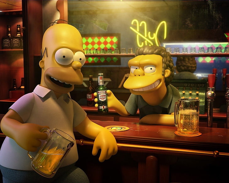 The Simpsons, bar, representation, human representation, art and craft