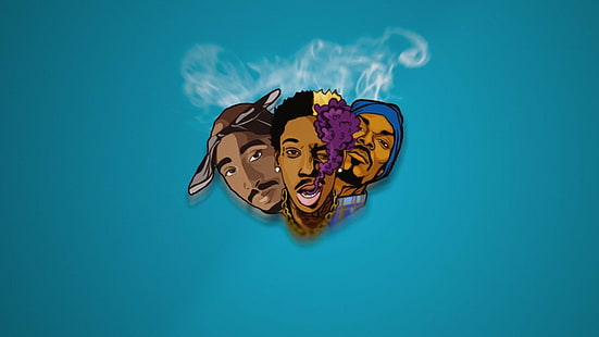 HD wallpaper: three men's face illustration, 2Pac, Wiz Khalifa, Snoop Dogg  | Wallpaper Flare