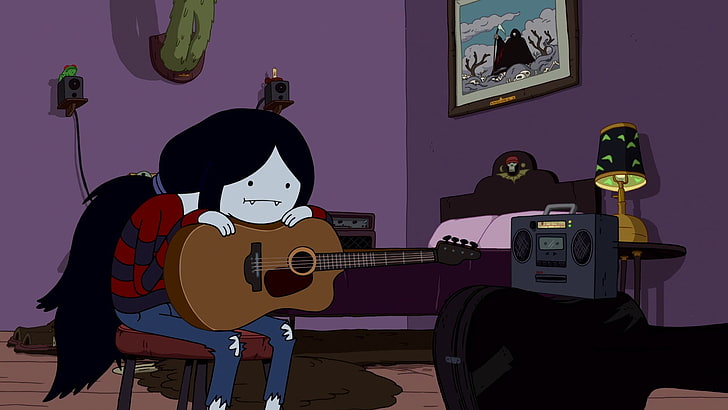 Adventure Time girl holding guitar 3D wallpaper, Marceline the vampire queen