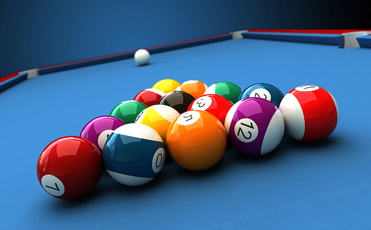 Billiard Game HD Wallpaper, assorted-color billiard ball set, HD wallpaper