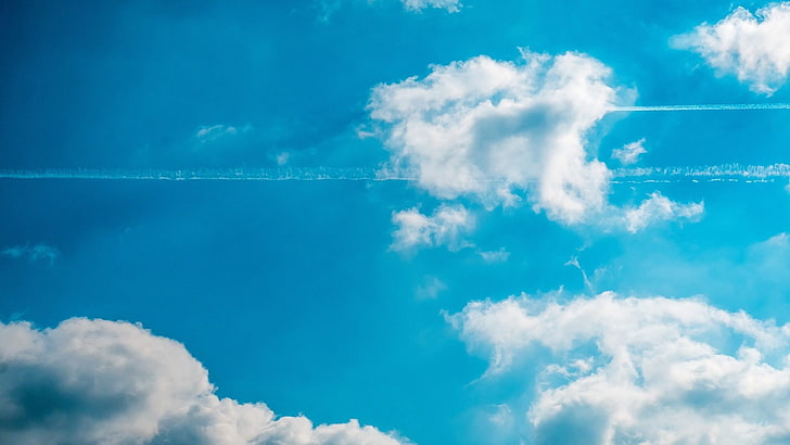 aviones, cielo, naturaleza, nubes, cloud - sky, blue, scenics - nature, HD wallpaper