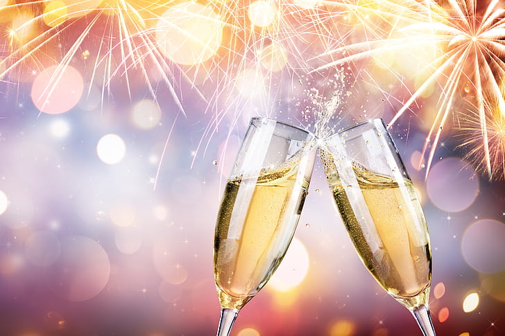 Holiday, New Year, Alcohol, Bokeh, Celebration, Champagne, Drink, HD wallpaper