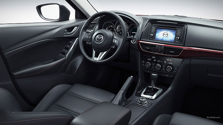 black Volkswagen car steering wheel, Mazda 6, car interior, vehicle