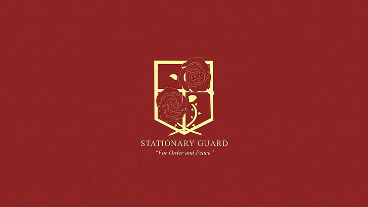 Stationary Guard logo, anime, Shingeki no Kyojin, text, red, no people
