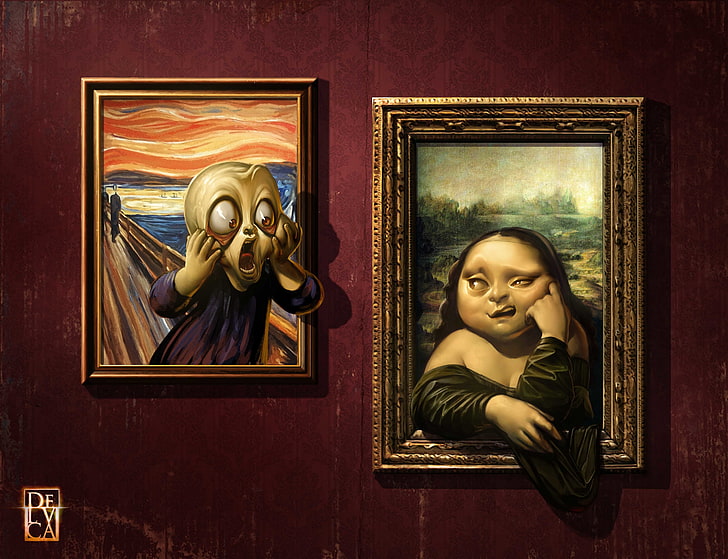 The Scream and Mona Liza painting, humor, art, gallery, pictures
