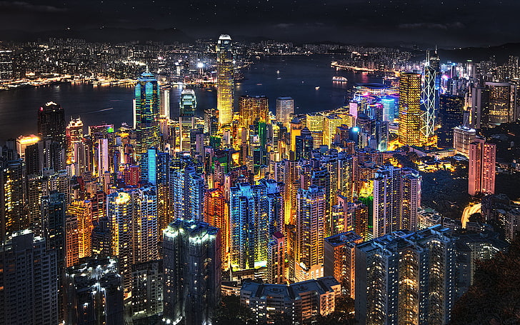 HD wallpaper: Hong Kong In The Night Lights From The Skyscraper From The  Top Of The Uk Hong Hd Hd Hd Wallpapers For Desktop Mobile Phones And Laptop  3840×2400 | Wallpaper Flare