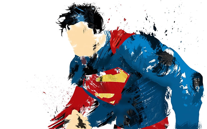 painting of Superman, minimalism, hero, artwork, flag, patriotism