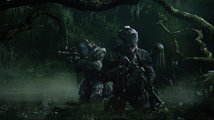 Tom Clancy's Ghost Recon Breakpoint, Armored, swamp, wolf, tactical, HD wallpaper