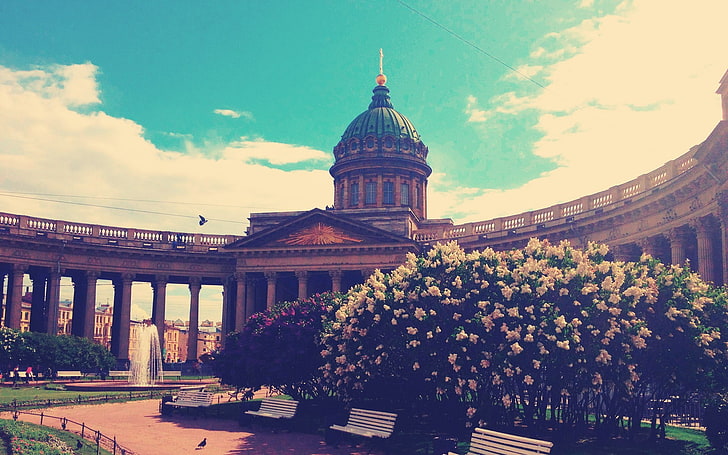 St. Petersburg, architecture, Russia, flowers, built structure