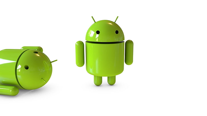 two android logos, robot, glass, characters, cartoon, isolated