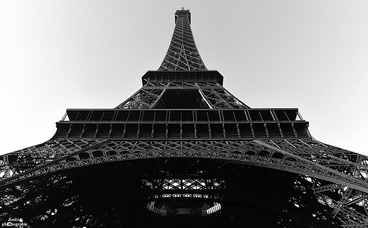 Paris, Eiffel tower photo, Black and White, City, Travel, Architecture, HD wallpaper