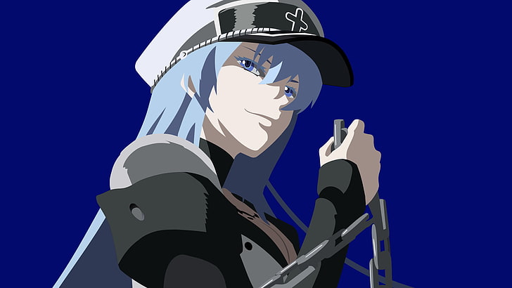 blue haired anime character illustration, Akame ga Kill!, Esdeath