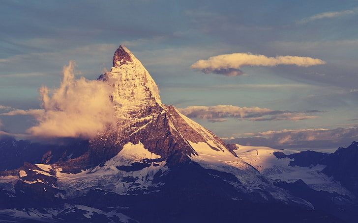 brown and white mountain, nature, mountains, Matterhorn, sky, HD wallpaper