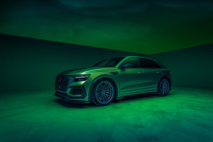 Audi, green, side, tuning Studio, ABBOT, kit, Crossover, RSQ8-R, HD wallpaper