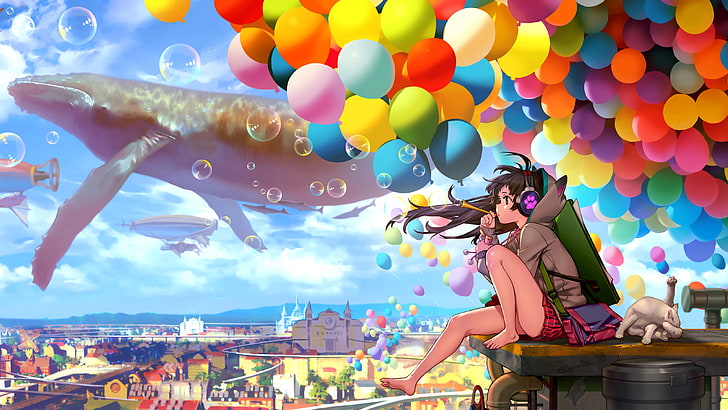 336411 Anime, Scenery, Bubbles, Sky HD - Rare Gallery HD Wallpapers