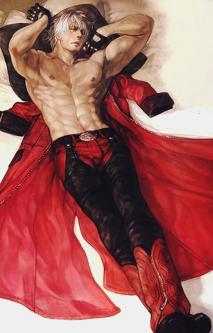 Devil May Cry, Dante, anime, muscles, anime boys, HD wallpaper