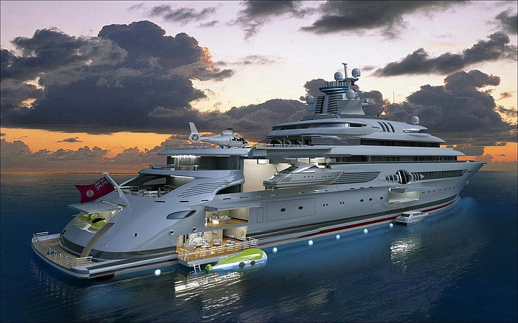 white cruise ship, concept, yachts, sea, style, modern, nautical Vessel, HD wallpaper