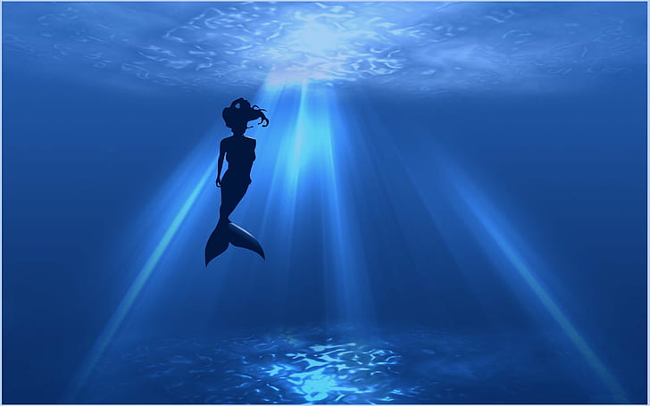 HD wallpaper: Abstract Mermaid, silhouette of mermaid underwater ...