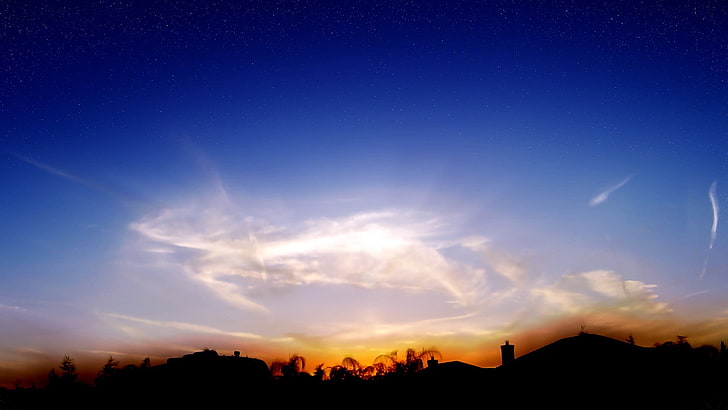 silhouetted of clouds during golden hour photography, sunset, HD wallpaper
