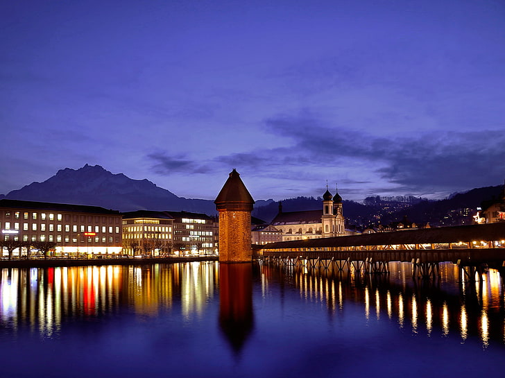 body of water and brown concrete buildingf, switzerland, lucerne