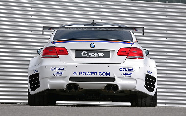 white BMW E-Series, G-Power, BMW M3 GT2-S, mode of transportation, HD wallpaper