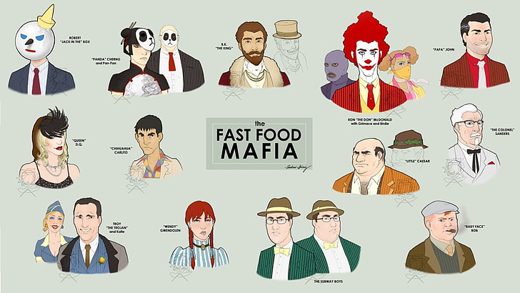 Fast Food Mafia wallpaper, Ronald McDonald, artwork, McDonald's, HD wallpaper