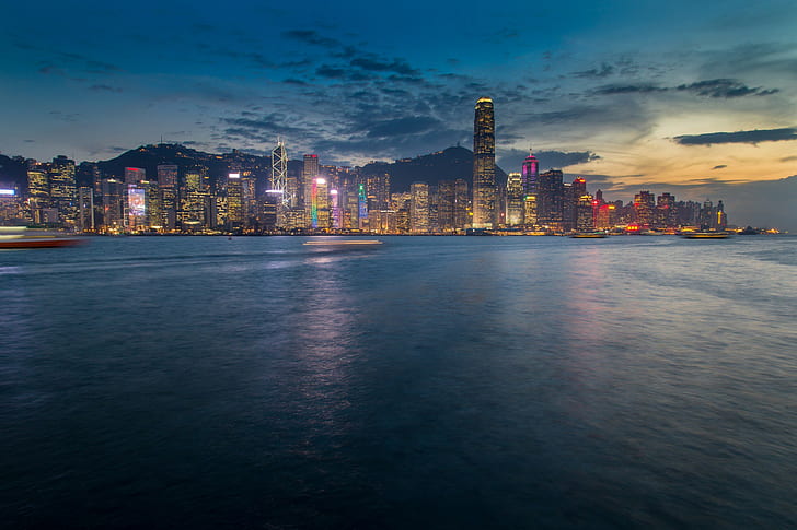 Hong Kong skyle, stars, tsim sha tsui, kowloon, HD wallpaper