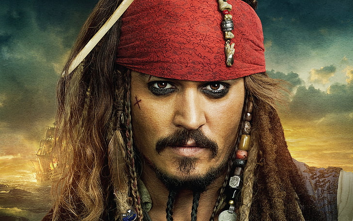 Johnny Depp as Jack Sparrow, pirates of the Caribbean, on stranger tides